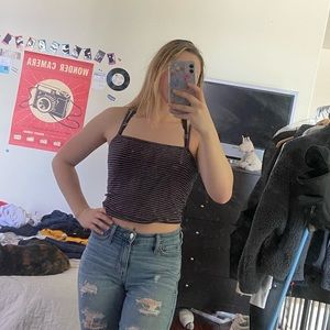 Navy and Red striped brandy melville tank top